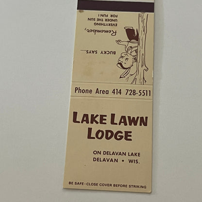 Lake Lawn Lodge on Delavan Lake Delavan WI Matchbook Cover TB6-MB2-4