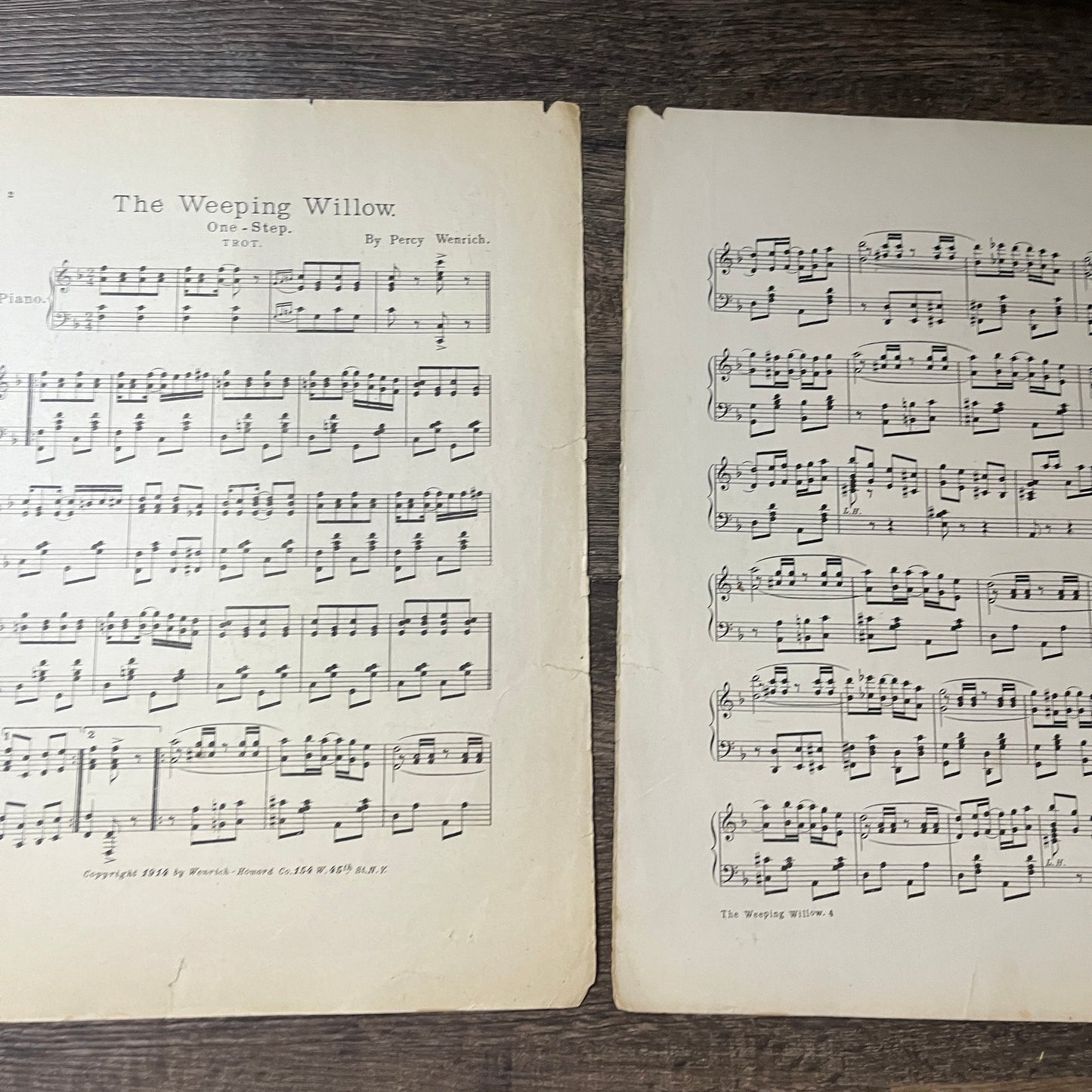 The Weeping Willow One Step Trot Percy Wenrich 1914 Sheet Music V13
