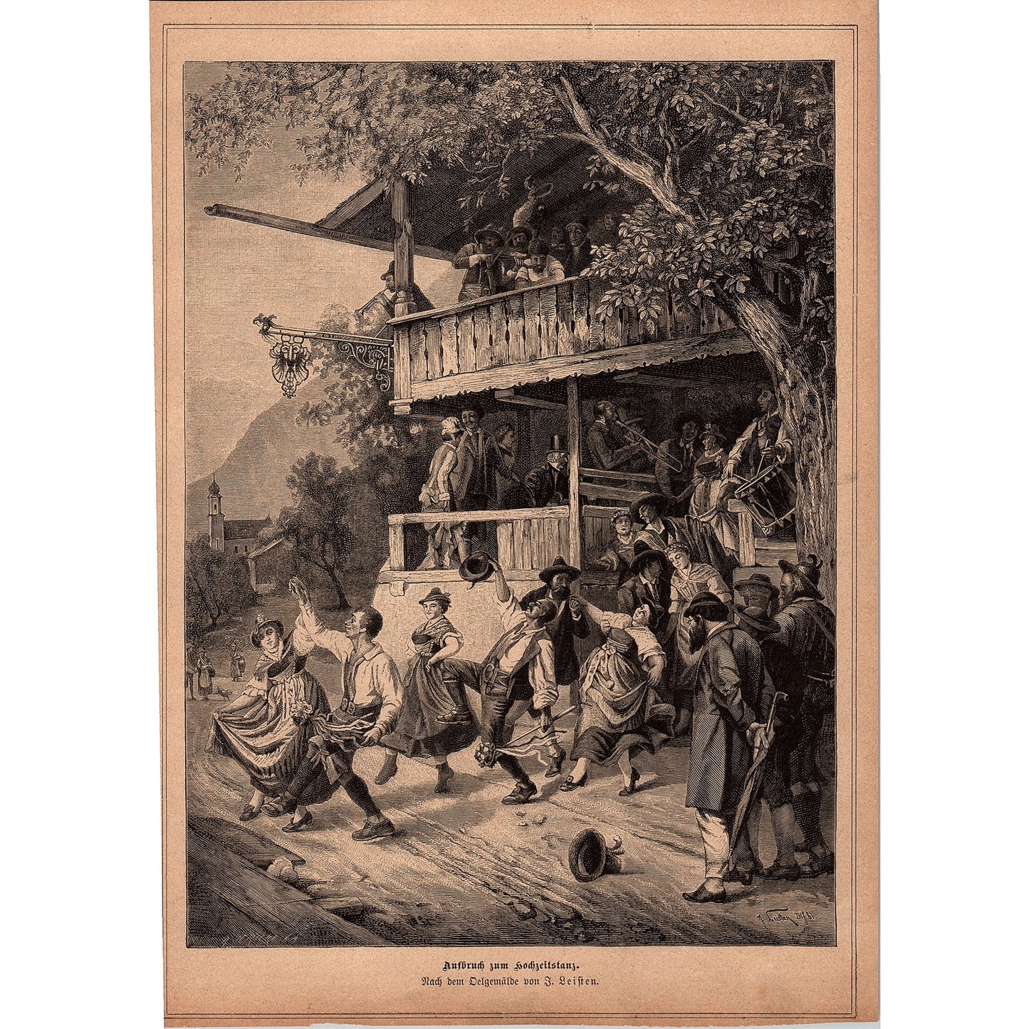 Aufbruch zum Hochzeitstanz Departure for the Wedding Dance F. Leisten 1892 V1-3