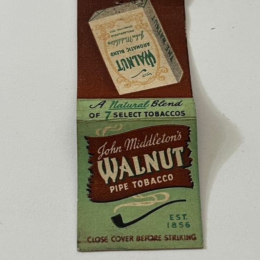 John Middleton Walnut Pipe Tobacco Vintage Matchbook Cover TB6-MB1-13