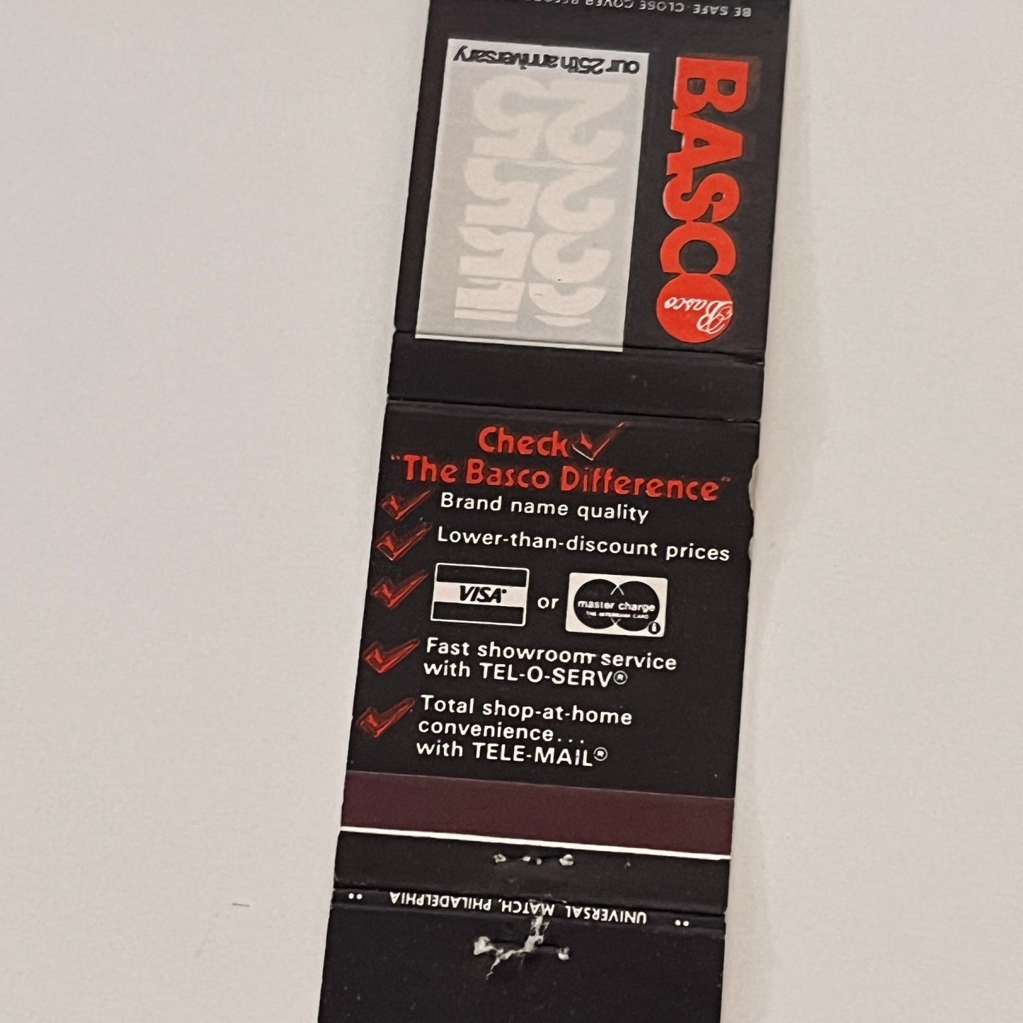 BASCO 25th Anniversary Vintage Matchbook Cover TB6-MB2-2