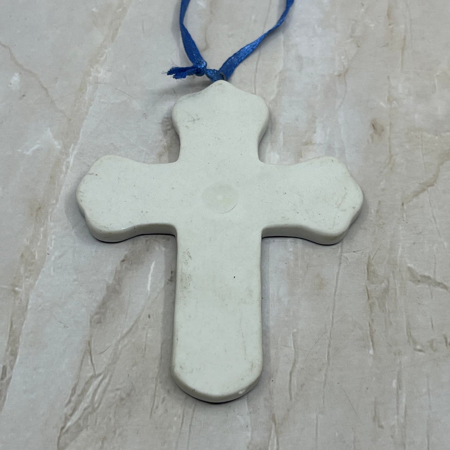 Kurt S. Adler Porcelain Delft Blue Cross Christmas Ornament 3x3.5” TD5