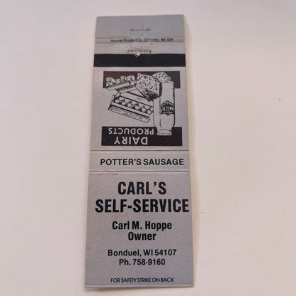 Carl's Self-Service Carl M Hoppe Bonduel WI Vintage Matchbook MM4-10
