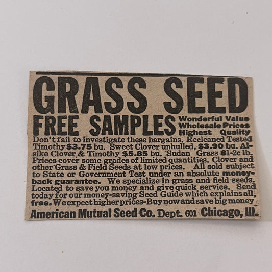 American Mutual Seed Co. Chicago IL 1931 Newspaper Ad SAG4-S13