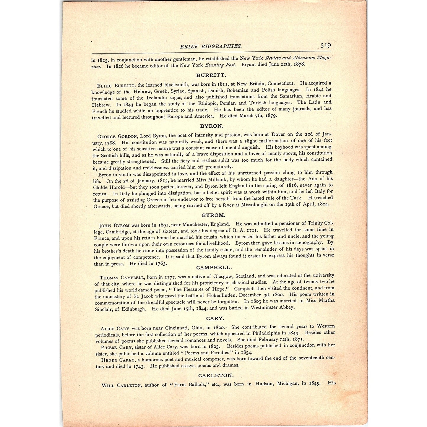 Brief Biographies of Contributors to Perfect Jewels 8 Pages 1884 TA5-CJ-6