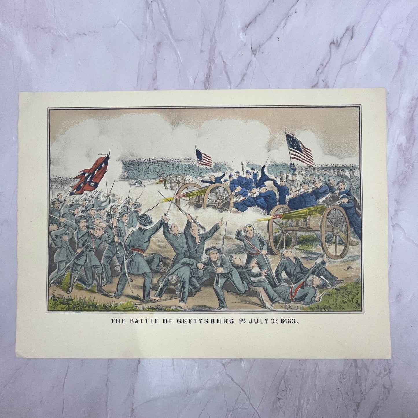 Vintage Battle of Gettysburg PA July 3rd 1863 Vintage Lithograph 10x15 V14-5