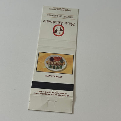 Marie Antoinette Restaurants Canada Vintage Matchbook Cover TB6-MB2-5