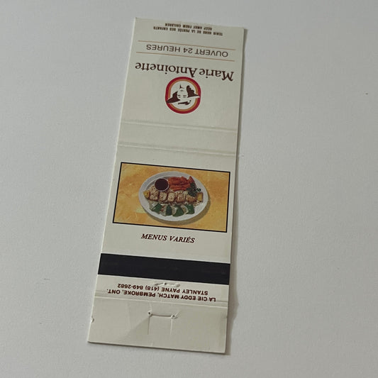 Marie Antoinette Restaurants Canada Vintage Matchbook Cover TB6-MB2-5
