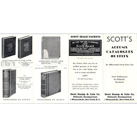 Vintage Scott Stamp & Coin Co Fold Out Price List Brochure AF7-E3