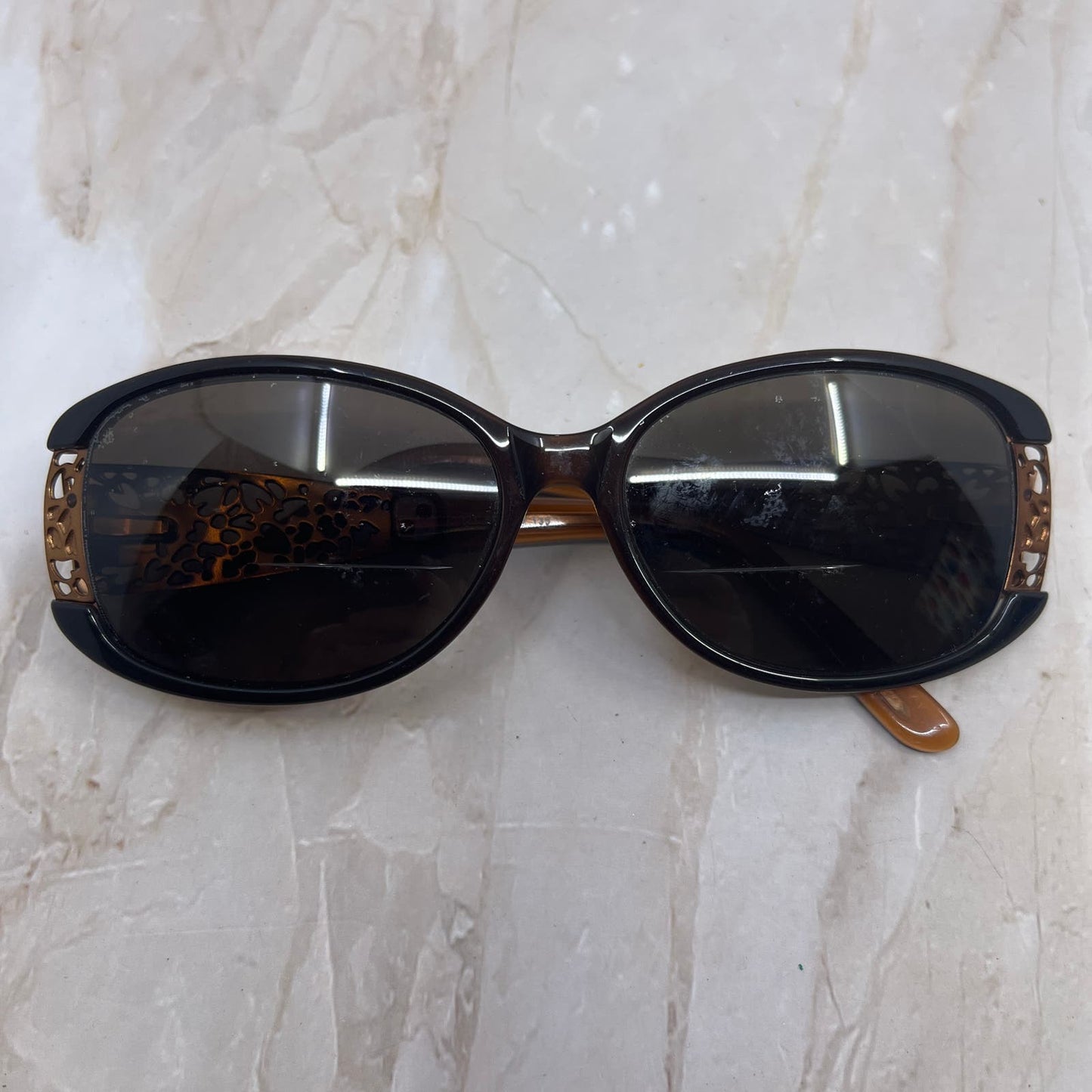 Retro Women’s Brown & Copper Tone Oversize Sunglasses Eyeglasses Frames TD7-G7-9