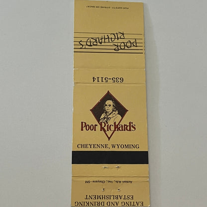 Poor Richard's Cheyenne WY Vintage Matchbook Cover TB6-MB2-4