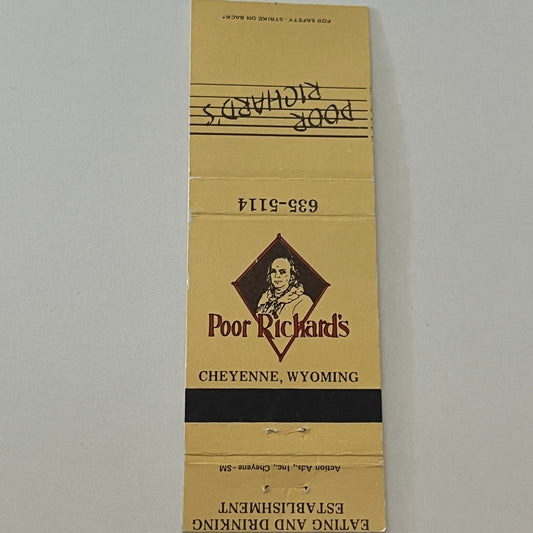 Poor Richard's Cheyenne WY Vintage Matchbook Cover TB6-MB2-4