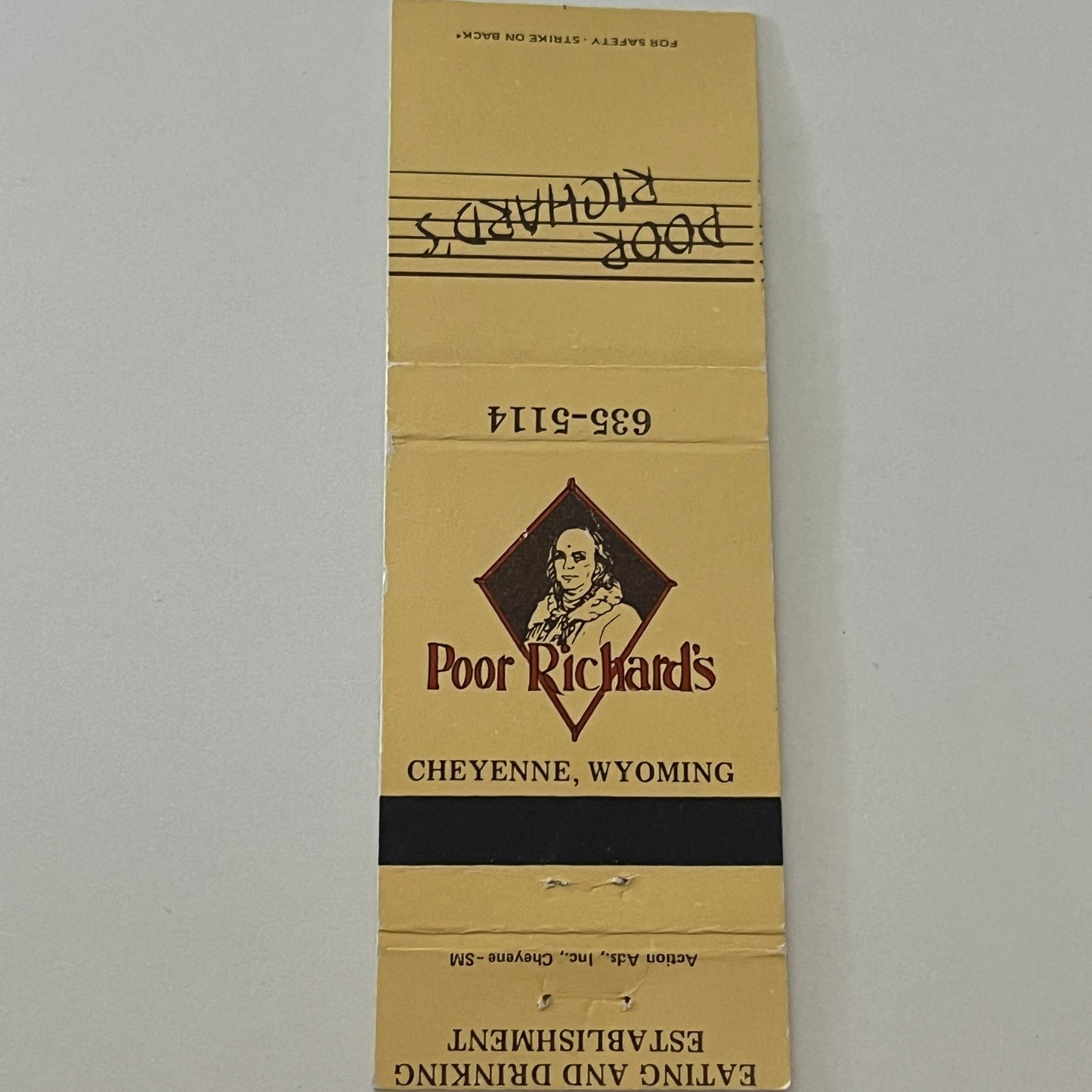 Poor Richard's Cheyenne WY Vintage Matchbook Cover MM5-9