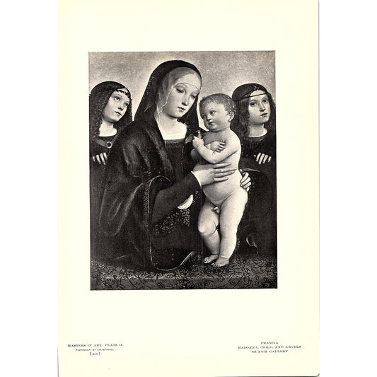 Madonna, Child and Angels - Francia - 1906 Litho Art Print AF5-3