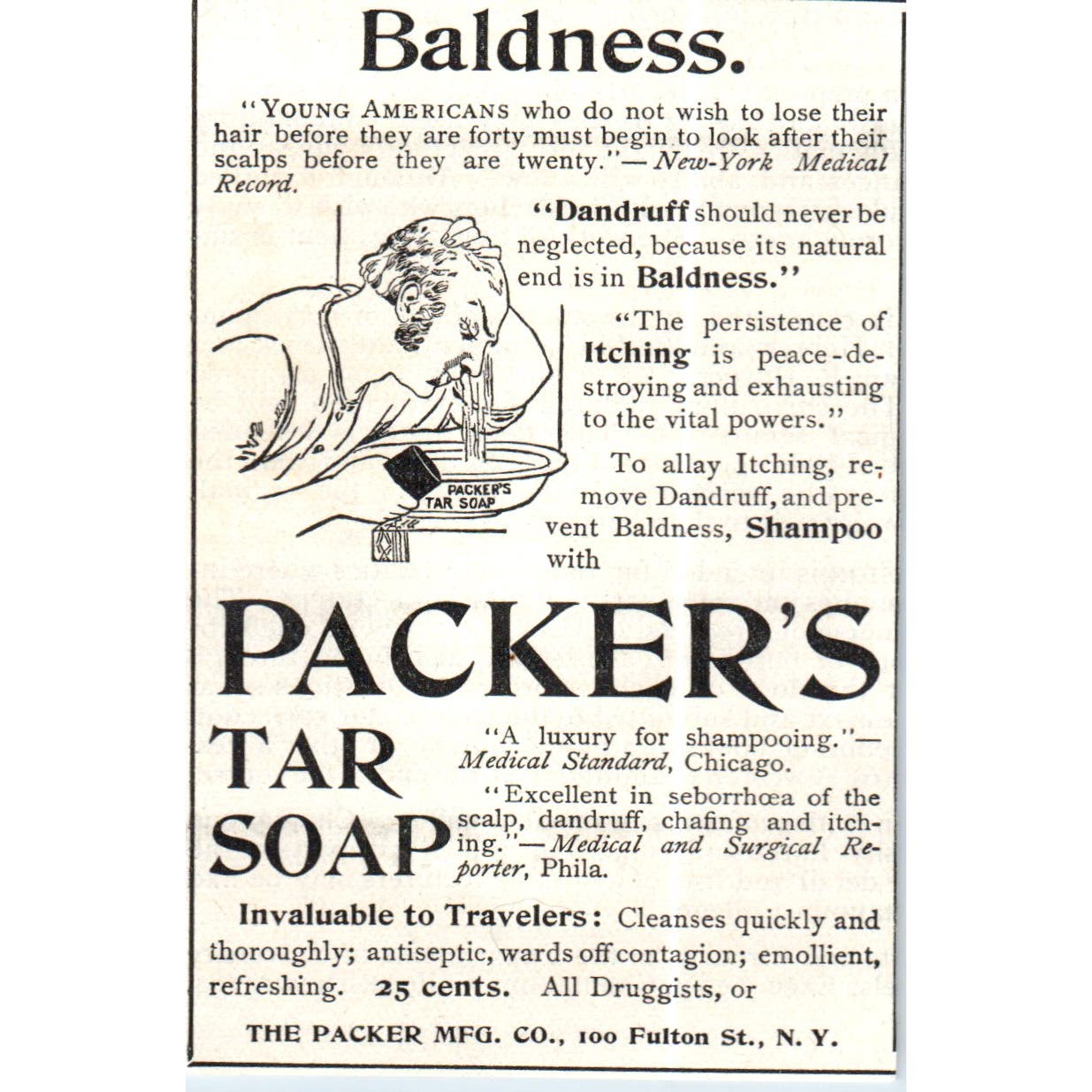 Packer's Tar Soap Baldness Remedy c1890 Victorian Ad AE8-CH7