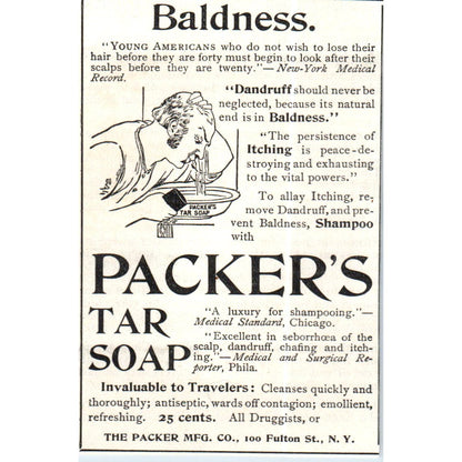 Packer's Tar Soap Baldness Remedy c1890 Victorian Ad AE8-CH7