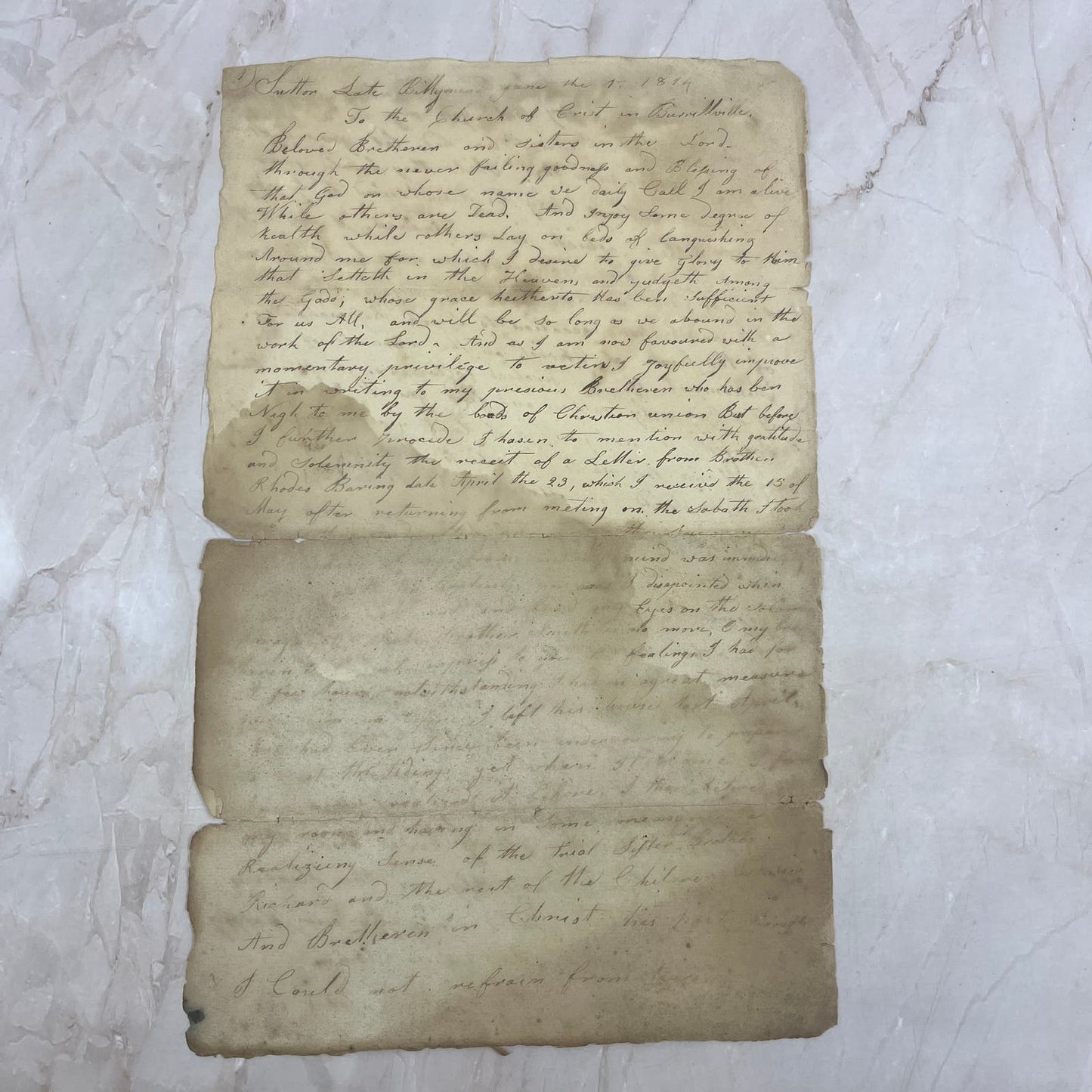 1814 Handwritten Document John Colbe Church of Christ Burrillville RI AE6