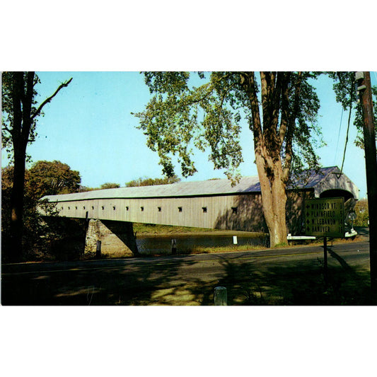 Covered Bridge Spanning Cornish NH to Windsor VT Vintage Postcard PD2