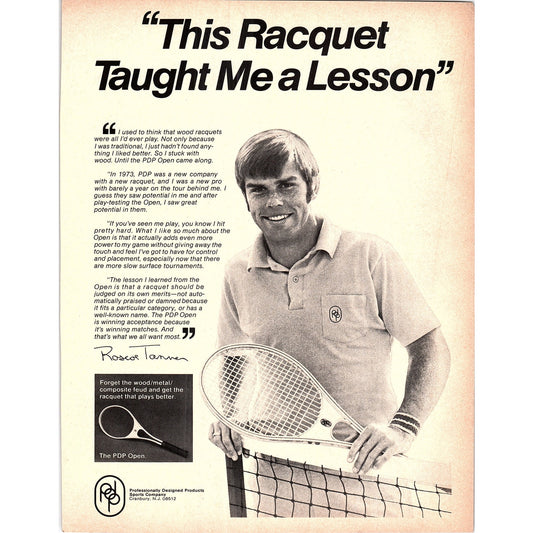 PDP Open Tennis Racquet Roscoe Tanner 1977 Ad AF3-5