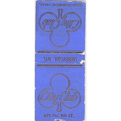 City Club Sheboygan WI Vintage Matchbook Cover SC7-Y6