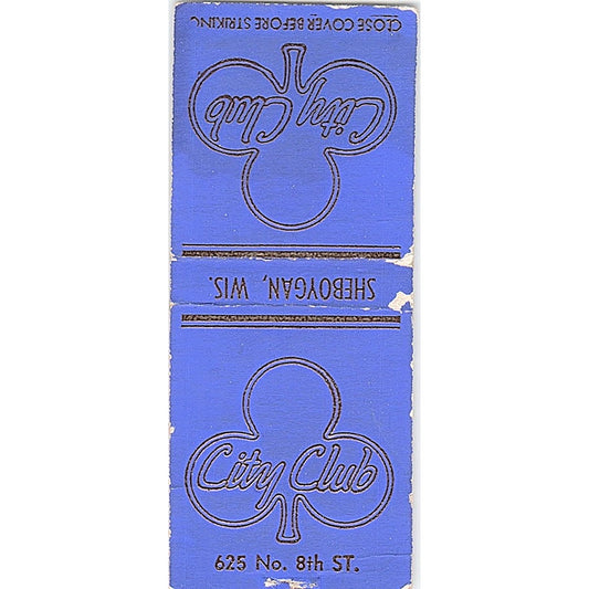 City Club Sheboygan WI Vintage Matchbook Cover SC7-Y6
