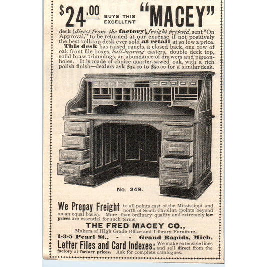 The Fred Macey Co Desks Grand Rapids MI c1905 Original Advertisement AE7-A3