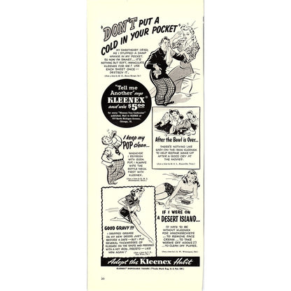 Kleenex Comic Cartoons 1940 Ad V14-8