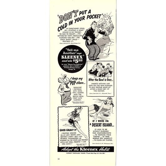 Kleenex Comic Cartoons 1940 Ad V14-8