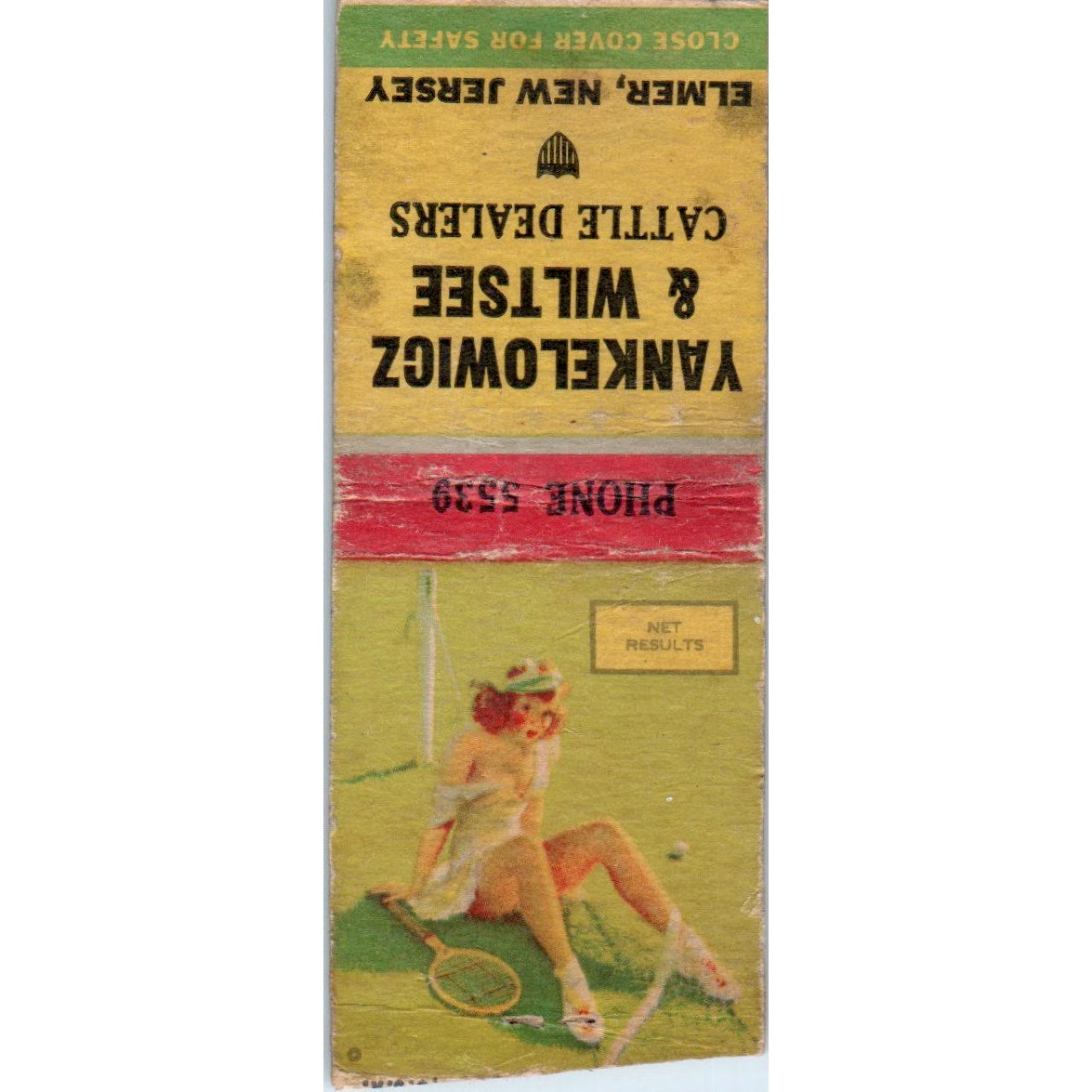 Yankelowicz & Wiltsee Cattle Dealers Elmer NJ Pinup Vtg Matchbook Cover SD2-Y3