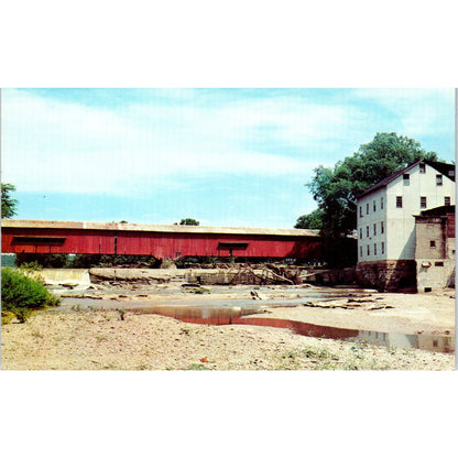 Bridgeton Bridge Parke County IN Vintage Covered Bridge Postcard PD4