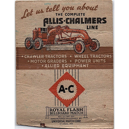 Sweeney Bros Tractor Co Fargo ND Allis Chalmers Vtg Large Matchbook Cover TH2-Y4