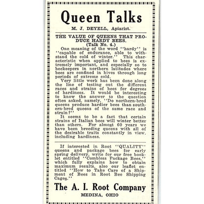 M.J. Deyell Queen Talks A.I. Root Co Medina OH 1926 Ad AG3-M8