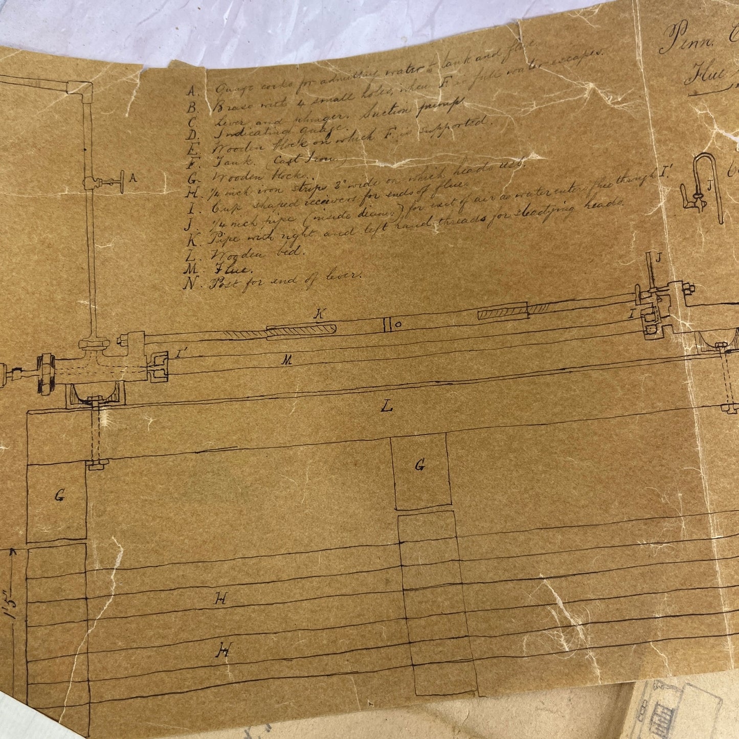 1860-70s Lot of Original Hand Drawn Blueprints, Schematics and Diagrams FL6-11