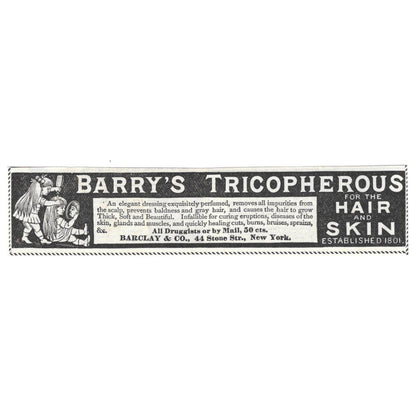 Barry's Tricopherous for Hair and Skin Barclay & Co c1890 Victorian Ad AE8-CH13