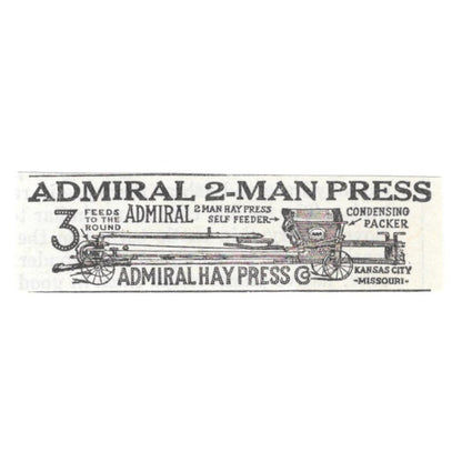 Admiral Hay Press Kansas City MO 1913 Magazine Advertisement AE7-N8