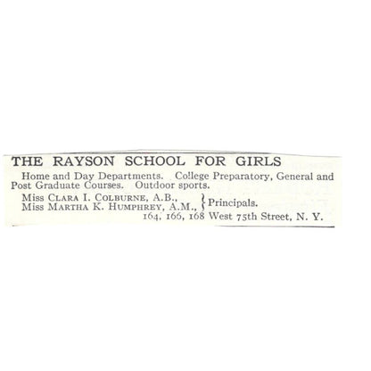 Rayson School Clara I. Colburne Martha K. Humphrey c1918 Advertisement AE5-SA7
