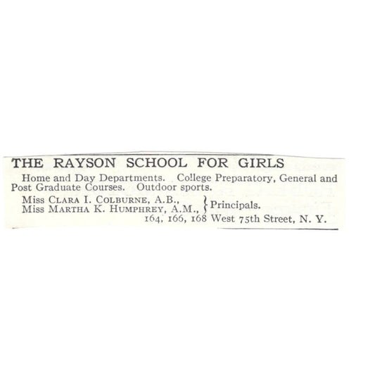 Rayson School Clara I. Colburne Martha K. Humphrey c1918 Advertisement AE5-SA7