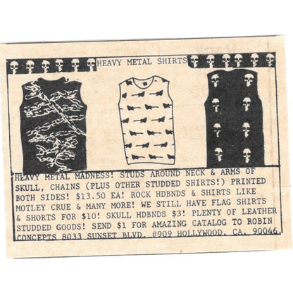 Heavy Metal T-Shirts - Robin Concepts Hollywood CA 1984 Ad AF8-S7