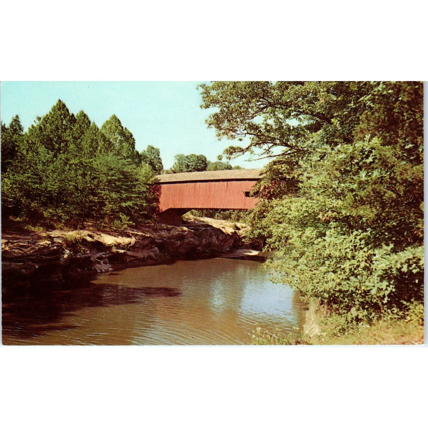 Narrows Bridge Sugar Creek Indiana Vintage Covered Bridge Postcard PD6