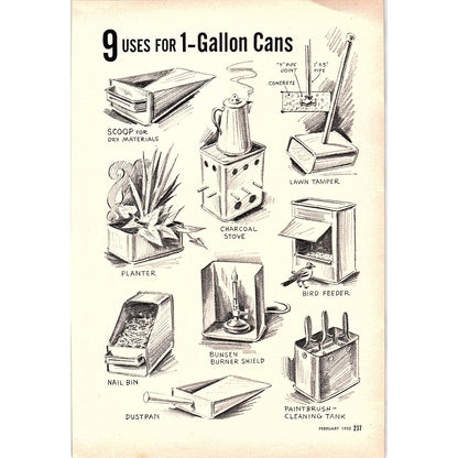 9 Uses for 1-Gallon Cans 1955 Article AG1-5
