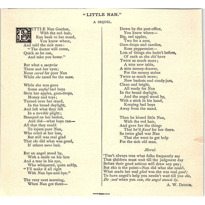 Little Nan - A Sequel - A.W. Dodge 1884 Poem AG3-2