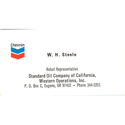 W.H. Steele Eugene OR Chevron Standard Oil Vintage Business Card SD8-B21