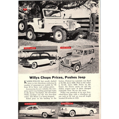 Kaiser-Willys Chops Prices, Pushes Jeep 1955 Article AG1-5