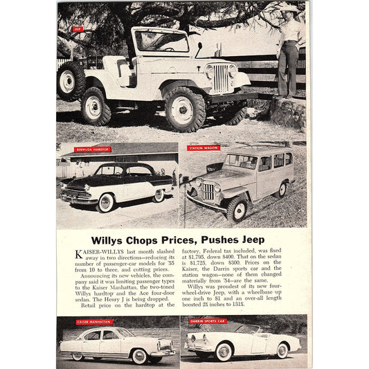 Kaiser-Willys Chops Prices, Pushes Jeep 1955 Article AG1-5