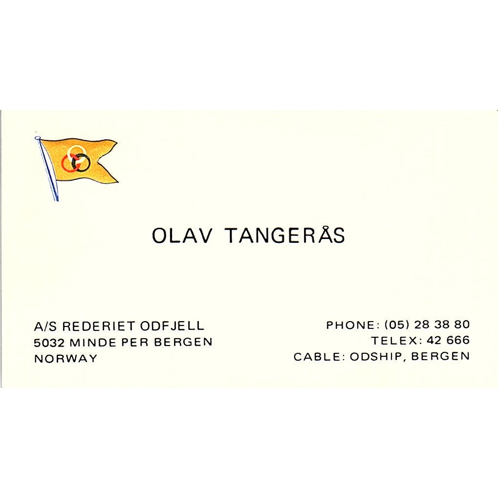 Olav Tangerås Rederiet Odfjell Bergen Norway Vintage Business Card SC9-B6