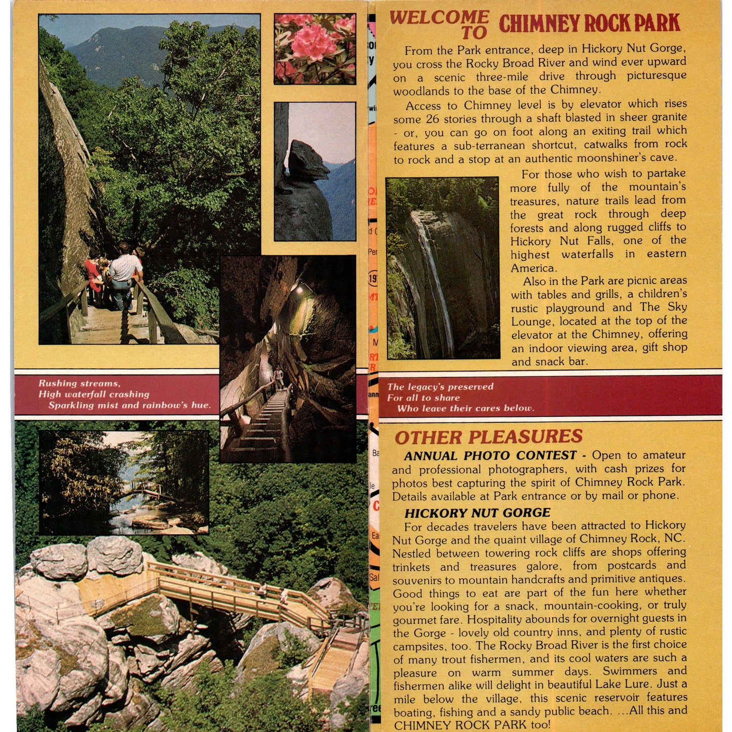 Vintage Vacation Map of Western North Carolina Chimney Rock Park Brochure TH2-O1