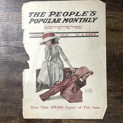 1910 March The People's Popular Monthly Magazine Cover Only Geo. Brehm 11x15 V11