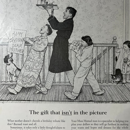 Mother Birthday Gift Norman Rockwell MA Mutual Life Vintage Magazine Ad 10x14 V7