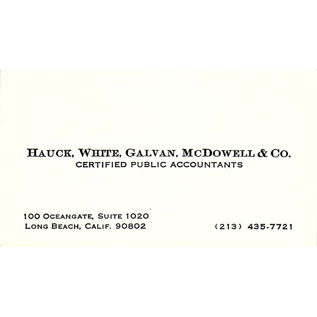Hauck, White, Galvan, McDowell & Co CPA Long Beach Vintage Business Card SD9-B1
