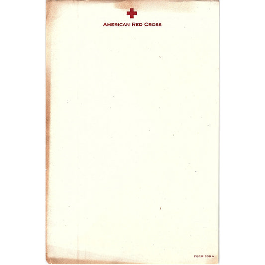 1940s WWII American Red Cross Blank Letterhead Form 539-A AF9-1